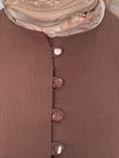 Kristal Düğmeli Katkatlı Müslin Elbise-ML2143 Kahve