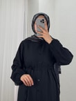 Laçin Hakim Yaka Uzun Çilek Tunik-AS5963 Siyah