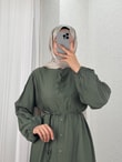 Laçin Hakim Yaka Uzun Çilek Tunik-AS5963 Haki