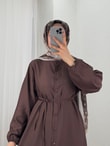 Laçin Hakim Yaka Uzun Çilek Tunik-AS5963 Kahve