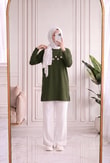 Laleay Zarif 5 Papatya Nakışlı Bluz-SS13148 Haki