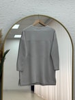 Laleay Zarif 5 Papatya Nakışlı Bluz-SS13148 Gri