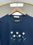 Laleay Zarif 5 Papatya Nakışlı Bluz-SS13148 Lacivert