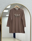 Laleay Zarif 5 Papatya Nakışlı Bluz-SS13148 Vizon