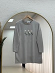 Laleay Zarif 5 Papatya Nakışlı Bluz-SS13148 Gri