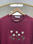 Laleay Zarif 5 Papatya Nakışlı Bluz-SS13148 Bordo