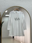 Laleay Zarif 5 Papatya Nakışlı Bluz-SS13148 Beyaz