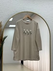 Laleay Zarif 5 Papatya Nakışlı Bluz-SS13148 Taş