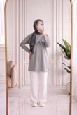 Laleay Zarif 5 Papatya Nakışlı Bluz-SS13148 Gri