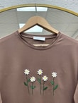 Laleay Zarif 5 Papatya Nakışlı Bluz-SS13148 Vizon