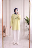 Laleay Zarif 5 Papatya Nakışlı Bluz-SS13148 Sarı