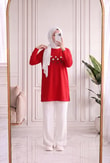 Laleay Zarif 5 Papatya Nakışlı Bluz-SS13148 Kırmızı