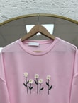 Laleay Zarif 5 Papatya Nakışlı Bluz-SS13148 Pembe