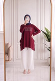 Lalefer Baget Taşlı Salaş Viskon Tunik-MF1916 Bordo