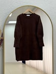 Lorin Kol Ucu Gold Düğmeli Uzun Triko Tunik-KR6015 Kahve