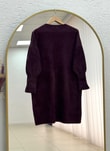 Lorin Kol Ucu Gold Düğmeli Uzun Triko Tunik-KR6015 Mürdüm