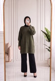 Lorin Kol Ucu Gold Düğmeli Uzun Triko Tunik-KR6015 Haki