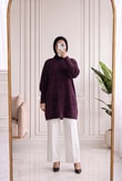 Lorin Kol Ucu Gold Düğmeli Uzun Triko Tunik-KR6015 Mürdüm