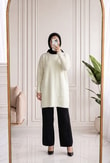 Lorin Kol Ucu Gold Düğmeli Uzun Triko Tunik-KR6015 Ekru
