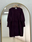 Lorin Kol Ucu Gold Düğmeli Uzun Triko Tunik-KR6015 Mürdüm