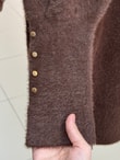 Lorin Kol Ucu Gold Düğmeli Uzun Triko Tunik-KR6015 Kahve