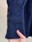 Lorin Kol Ucu Gold Düğmeli Uzun Triko Tunik-KR6015 Lacivert