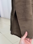 Lunana Önü Düğmeli Biyeli Modal Cupra Uzun Tunik-EK612 Kahve