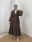 Lunique Eteği Katkatlı Bağlamalı Takım-EK630 Kahve