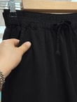 Lunora Beli Lastikli Bol Paça Pantolon-MA3204 Siyah