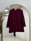 Mahay Kalp Nakışlı Yırtmaçlı Tunik-SS13074 Bordo