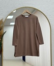 Mahay Kalp Nakışlı Yırtmaçlı Tunik-SS13074 Kahve