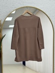 Mahay Kalp Nakışlı Yırtmaçlı Tunik-SS13074 Kahve