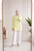 Mahay Kalp Nakışlı Yırtmaçlı Tunik-SS13074 Sarı