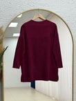 Mahay Kalp Nakışlı Yırtmaçlı Tunik-SS13074 Bordo