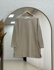 Mahay Kalp Nakışlı Yırtmaçlı Tunik-SS13074 Taş