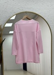 Mahay Kalp Nakışlı Yırtmaçlı Tunik-SS13074 Pembe