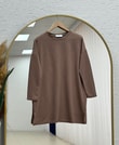 Mahay Kalp Nakışlı Yırtmaçlı Tunik-SS13074 Kahve
