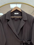 Mahbanu Gömlek Yaka Yırtmaçlı Kimono Kap-EK1107 Kahve