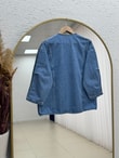 Mahira Çift Cepli Belden Bağlamalı Kot Kimono-LS2584 Mavi
