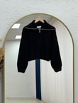 Mahnur Fermuarlı Boğazlı Triko Hırka-KR6005 Siyah