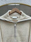 Mahnur Fermuarlı Boğazlı Triko Hırka-KR6005 Ekru