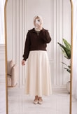 Mahnur Fermuarlı Boğazlı Triko Hırka-KR6005 Kahve