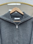 Mahnur Fermuarlı Boğazlı Triko Hırka-KR6005 Gri