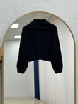 Mahnur Fermuarlı Boğazlı Triko Hırka-KR6005 Siyah