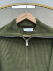 Mahnur Fermuarlı Boğazlı Triko Hırka-KR6005 Haki