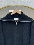 Mahnur Fermuarlı Boğazlı Triko Hırka-KR6005 Siyah