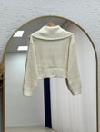 Mahnur Fermuarlı Boğazlı Triko Hırka-KR6005 Ekru
