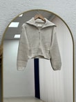 Mahnur Fermuarlı Boğazlı Triko Hırka-KR6005 Taş