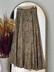 Maretta Etnik Desen Astarlı Şifon Etek-AA4236 Yeşil