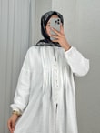 Maroria Pileli  Düğmeli Gömlek-NA803 Beyaz
